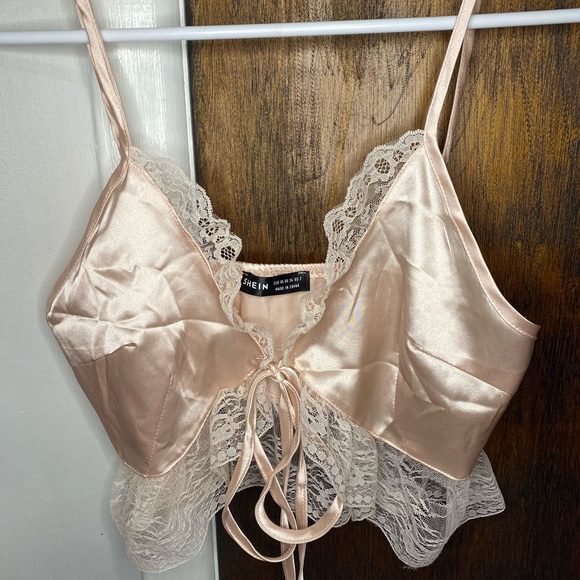 SHEIN XS Rose gold Lace Trim tank - Picture 2 of 3